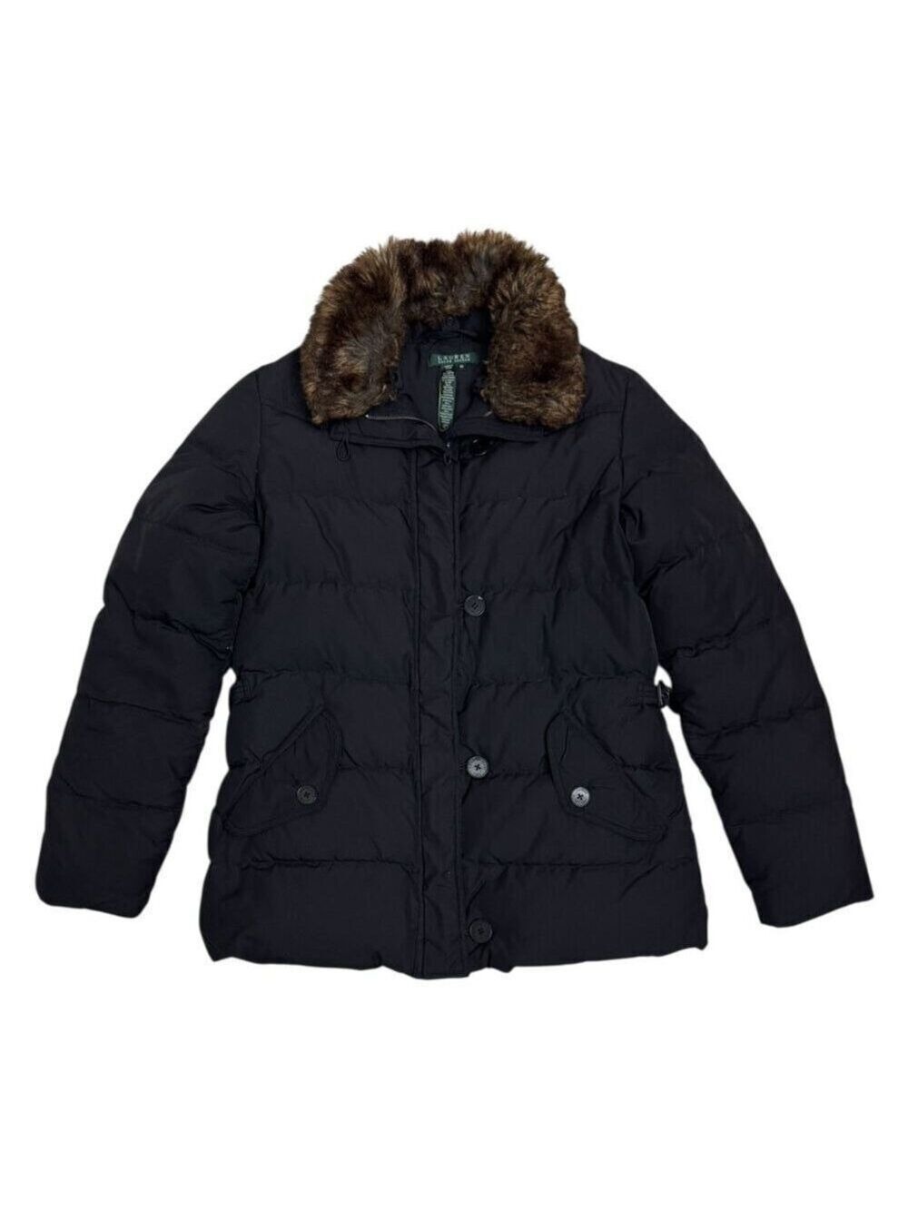 LAUREN RALPH LAUREN Down & Feather Faux Fur Winter Puffer Parka Coat Womens XS
